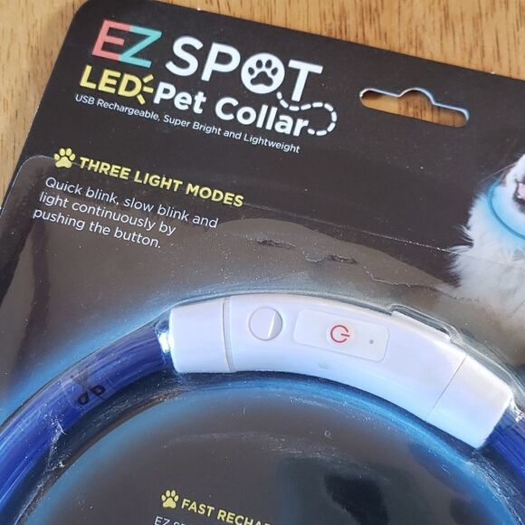 LED Pet Collar Rechargeable Blue Light Up  led EZ Spot LED Pet Collar Do… - Picture 2 of 8